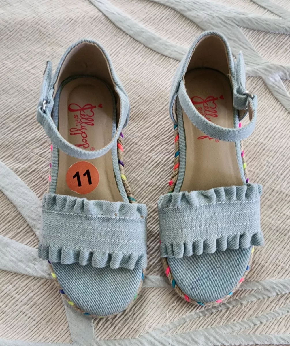 Jellypop Girls Blue Denim Wedge sandals Size 11 multicolor
