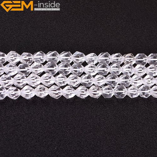 Faceted White Clear Crystal Quartz Natural Polygonal Beads Jewellery Making15" - Picture 27 of 32