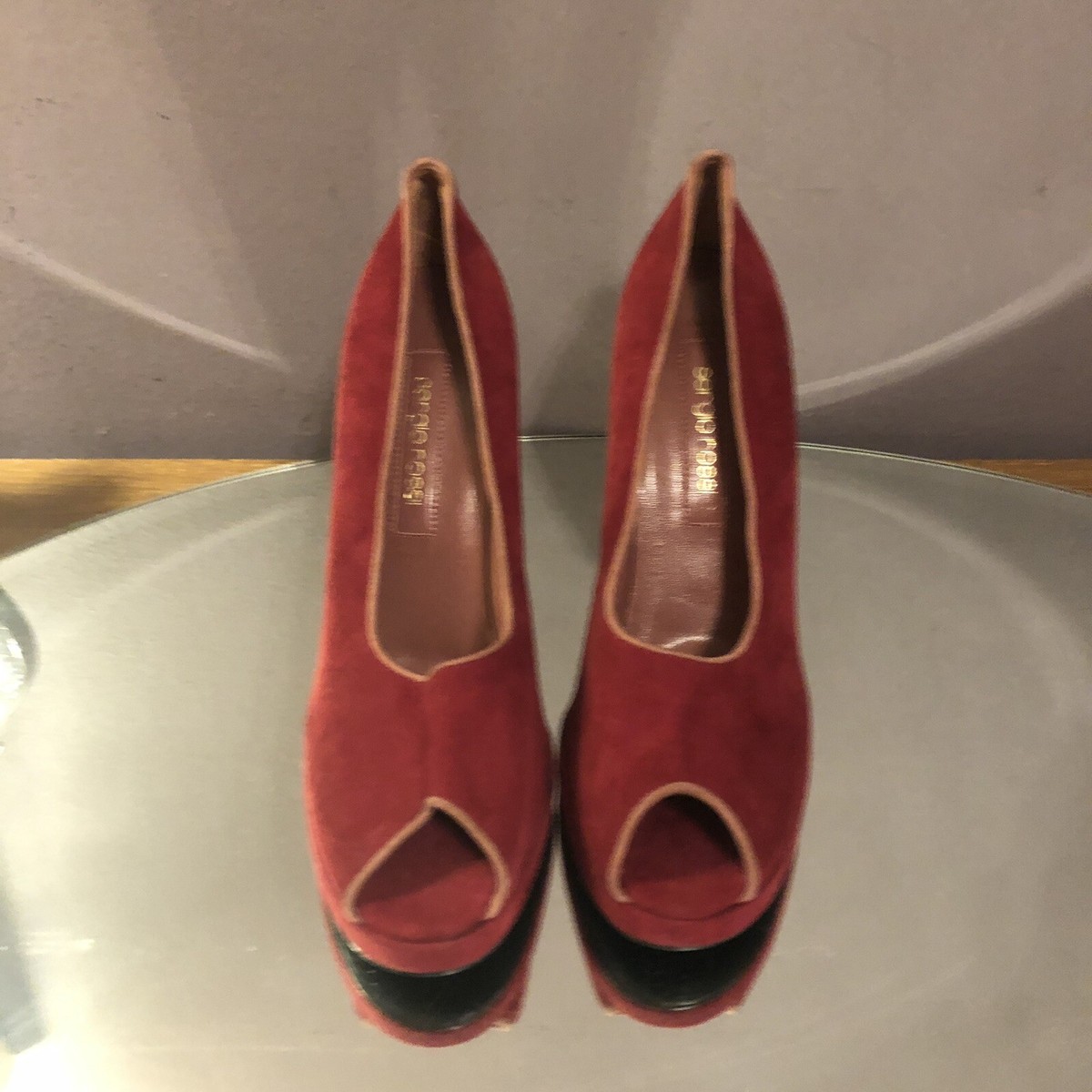New SERGIO ROSSI Red Suede pip-toe heels shoes pumps new