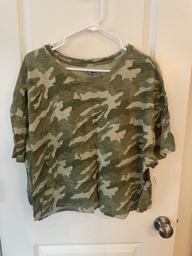 WOMEN OLD NAVY GREEN CAMO CROP TOP SIZE XXL NEW