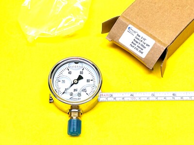 CHEM OIL 210L-254E BRASS 0-100 psi 2-1/2'' LIQUID FILLED PRESSURE GAUGE 1/4'' NPT