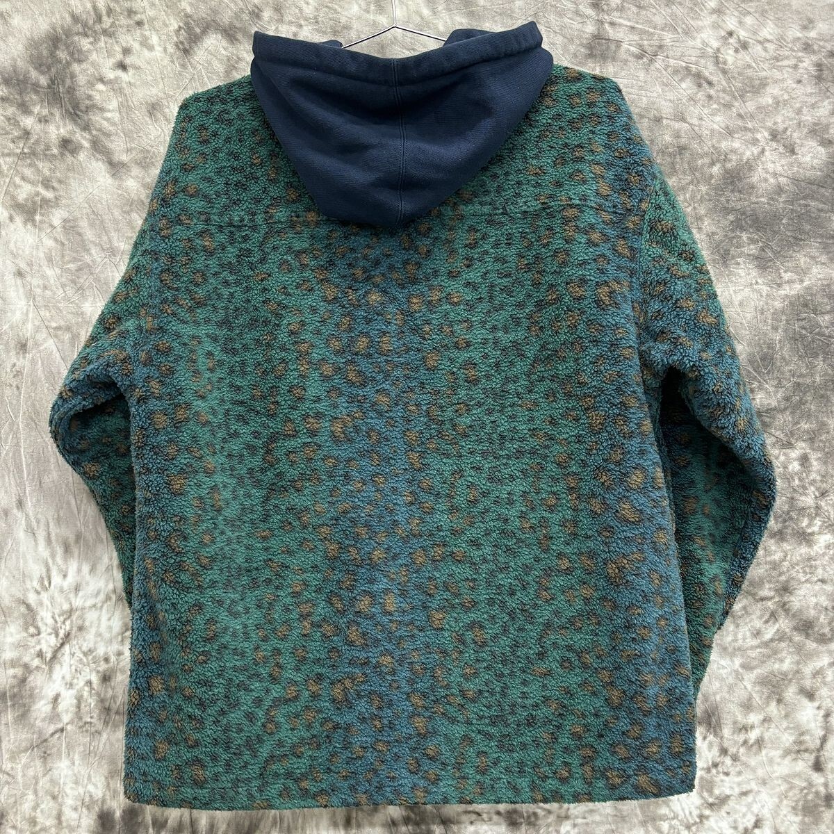 Supreme 23AW Fleece Zip Up Hooded Parka Shirt Teal Leopard Size M 