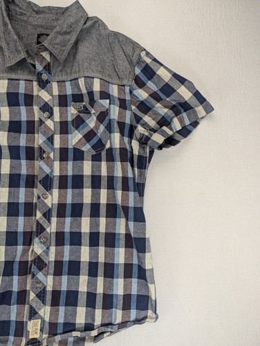Harley Davidson Camicia Uomo XL Blu Contrasto Giogo Slim Fit Muscolo Western Plaid - Foto 4 di 13
