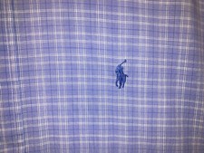 Polo Ralph Lauren Yarmouth Mens Blue Plaid Button Down Shirt Sz 16.5 34-35 XL