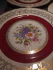 Set of 6 Continental Ivory  Bavaria Floral with Red Trim 10 1/2" Dinner Plates — photo 1