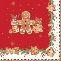20 Servietten Fancy Gingerbread Lebkuchen PläTzchen Weihnachten BordüRe 33X33Cm