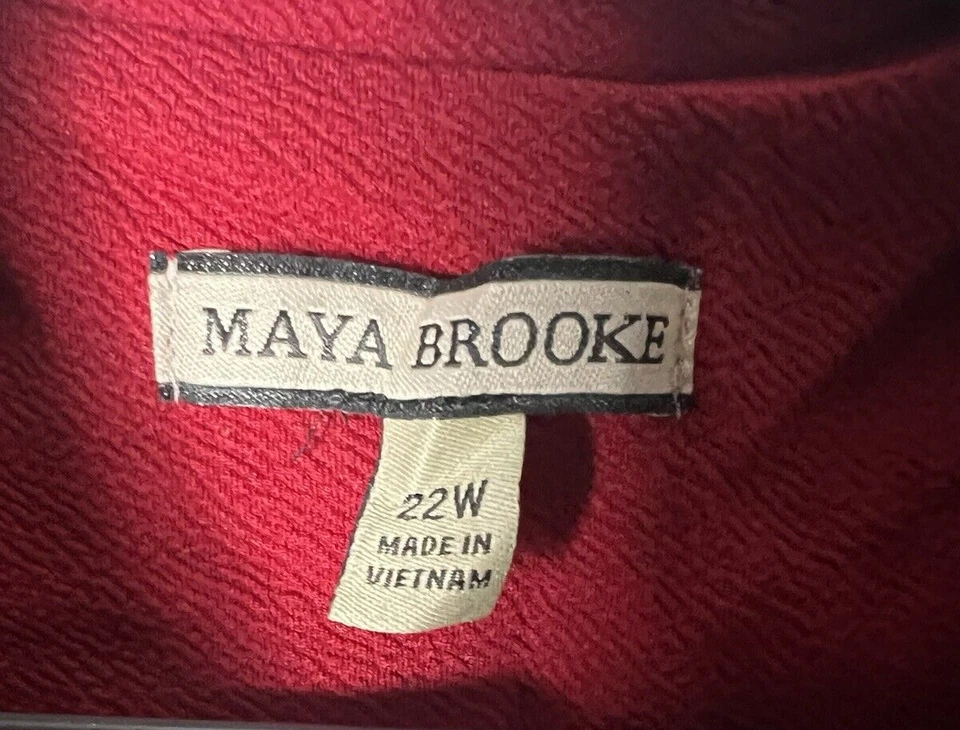 Chaqueta de Noche Maya Brooke Carmesí De Colección Almohadillas para el Hombro Cuello Tachonado Talla 22W Foto 2 de 4