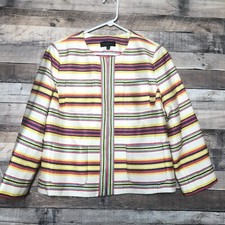 Talbots Colorful Striped Textured Career Blazer Jacket Sz 12