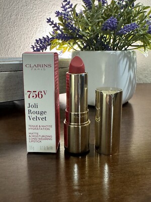 NEW IN BOX CLARINS JOLI ROUGE VELVET MATTE & MOISTURIZING LIPSTICK 756v GUAVA