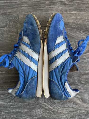 Adidas Vintage 80's Track & Field Spikes Shoes Blue Suede Stripes Men Sz 7 - 第 6/8 張圖片
