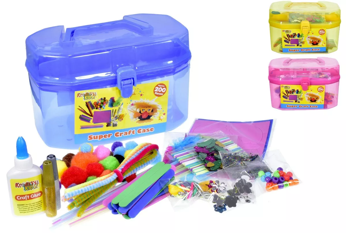 200pc Kids Super Art And Crafts Set In Carry Case DIY Children Girls Kit  Gift