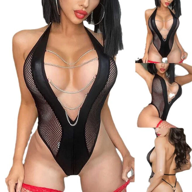 Mujer Lencería Babydoll Body Leotardo Corte Alto Tangas Prendas para dormir Ropa interior Foto 3 de 4