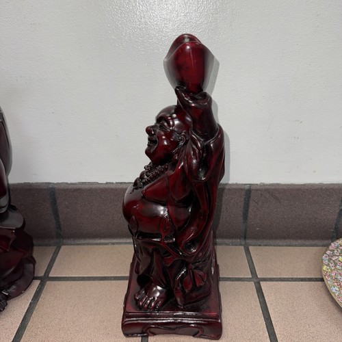 Large Laughing Buddha Dragon Resin Red Statue Good Luck Wealth Success 17" - Picture 5 of 6