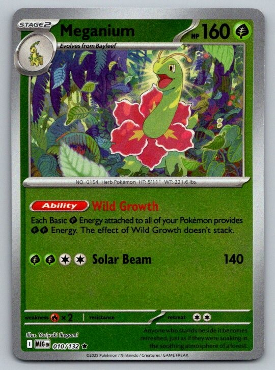 Meganium ME01: Mega Evolution 010/132 NM Reverse Holo