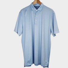 Johnnie-O Polo Shirt Mens Large Featherweight Blue Geometric Short Sleeve Golf