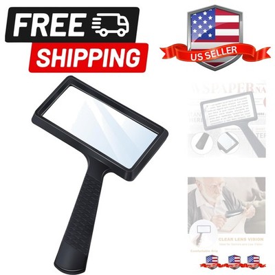 5X Rectangle Reading Magnifier, Large Handheld Magnifying Glass Scratch Resis...