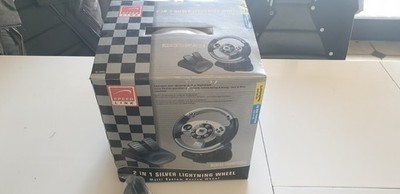 Speedlink Lenkrad Silver Lightning mit Pedalen Racing Wheel PS2 PC Neu OVP