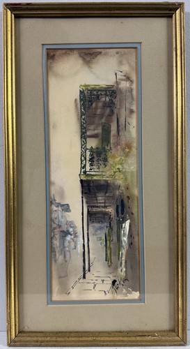 Robert M. Rucker (1932–2001), Vintage Aquarell, Stadt Straßenszene (2) - Bild 2 von 9
