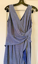 Sequin Dress Sparkle Sleeveless Prom Wedding Gorgeous LARGE Dusty Blue