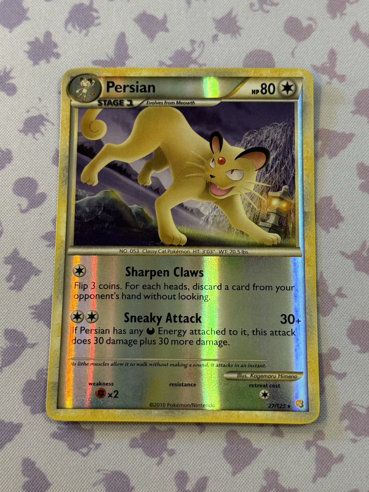Pokemon TCG Persian 27/123 HeartGold SoulSilver Rare Reverse Holo LP