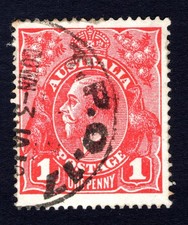 AUSTRALIA 1d RED KGV STAMP WITH VICTORIA TPO no17 (Goulburn Valley Line) CANCEL