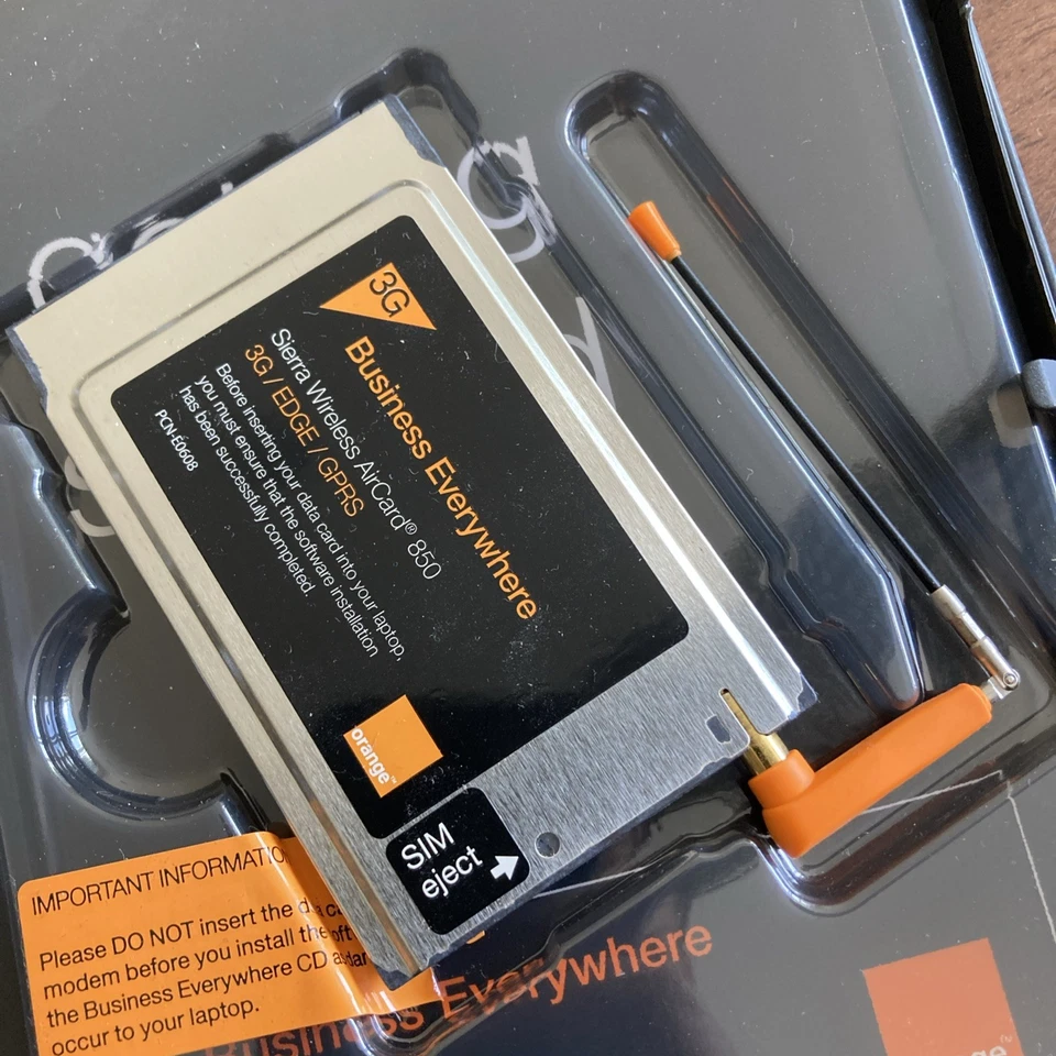 Orange Business Everywhere Air card 850 PCMCIA Qualcomm Laptop Card CD Antennae - Image 3 of 4
