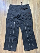 VTG TRIPP NYC Y2K Goth Raver Pants Men  s M 38x31 Zippers Wide Leg Grunge Black