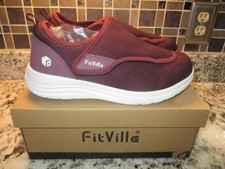 FitVille Womens Diabetic Shoes Wide Walking Shoes Slip-On Orthopedic 9W