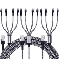 MHYRZZ Multi Charging Cable 3Pack 4Ft 4 in 1 Nylon Braided Fast...