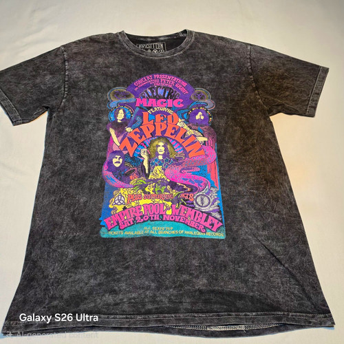 Led Zeppelin Electric Magic Acid Wash Graphic T-Shirt Tee, Size S/P