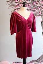 BNWT River Island Magenta Velour Siren Cocktail Clubwear Guest Dress size 16