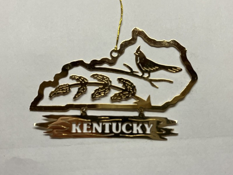 Kentucky Christmas Flat Ornament Solid Brass Di-Cut Cardinal