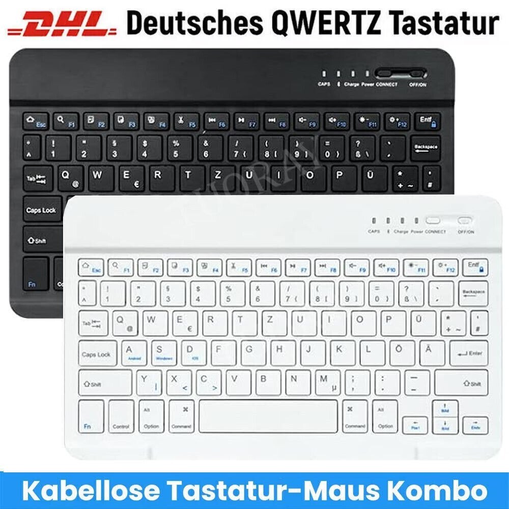 QWERTZ Bluetooth Tastatur Maus Für iPad 10 9 8 7 Gen Air 5 6 Pro 11″ 2024 Tablet