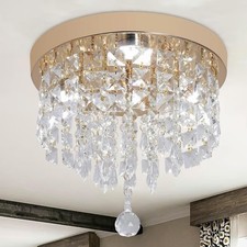 Crystal Chandelier Flush Ceiling Light LED Modern – Gold White