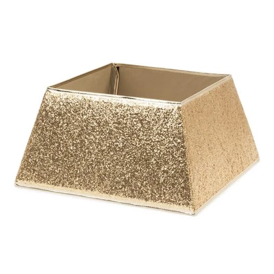 Christmas Village Gold Glitter Square Tree Skirt Xmas Home Holiday Decoration