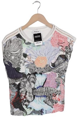 Desigual T-Shirt Damen Shirt Kurzärmliges Oberteil Gr. S Baumwolle Weiß #5875lej