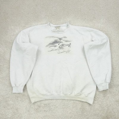 Vintage Hanes ultimatives Baumwoll-Sweatshirt Herren groß grau Grafik Hubschrauber Skizze