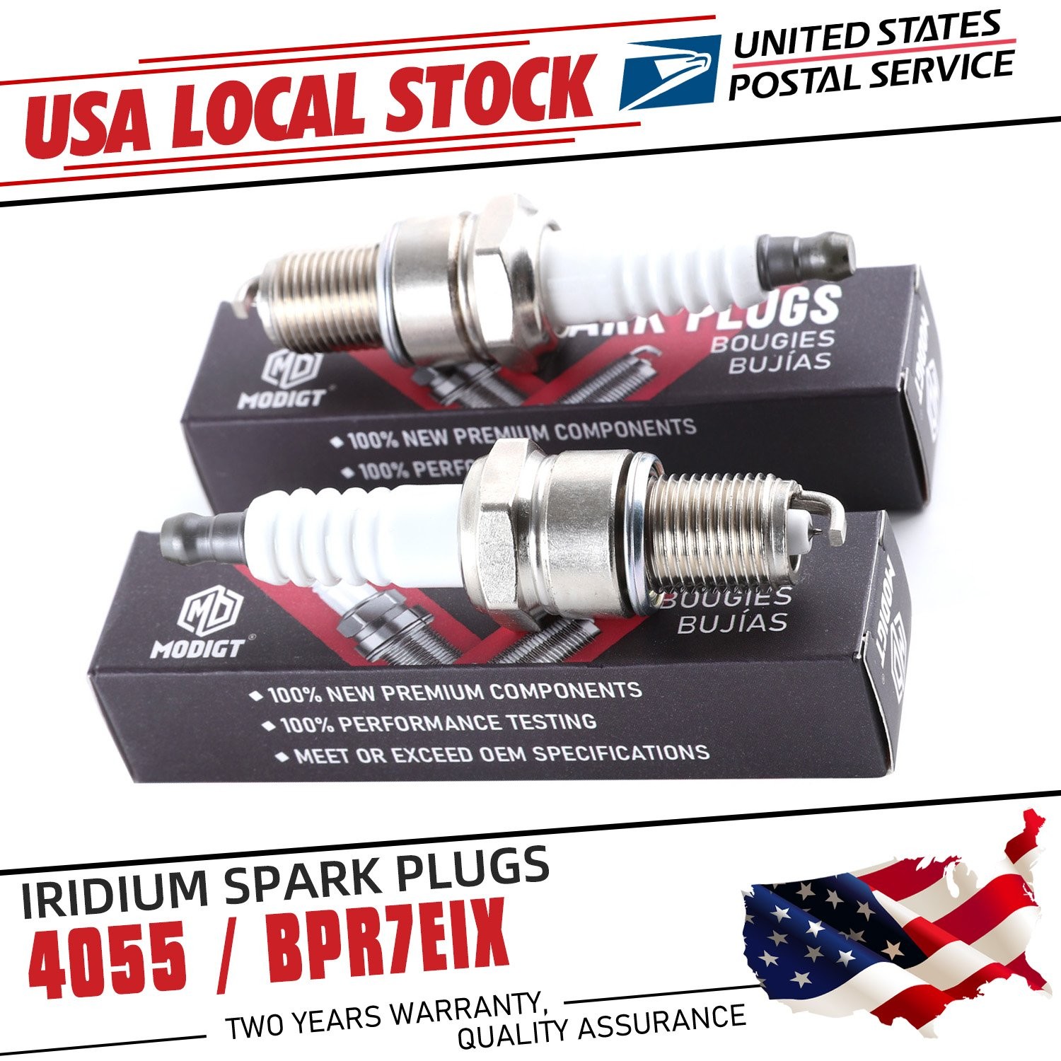 New 2pcs For NGK 4055 BPR7EIX Iridium  Spark Plugs For Cobra  Suzuki  Yamaha