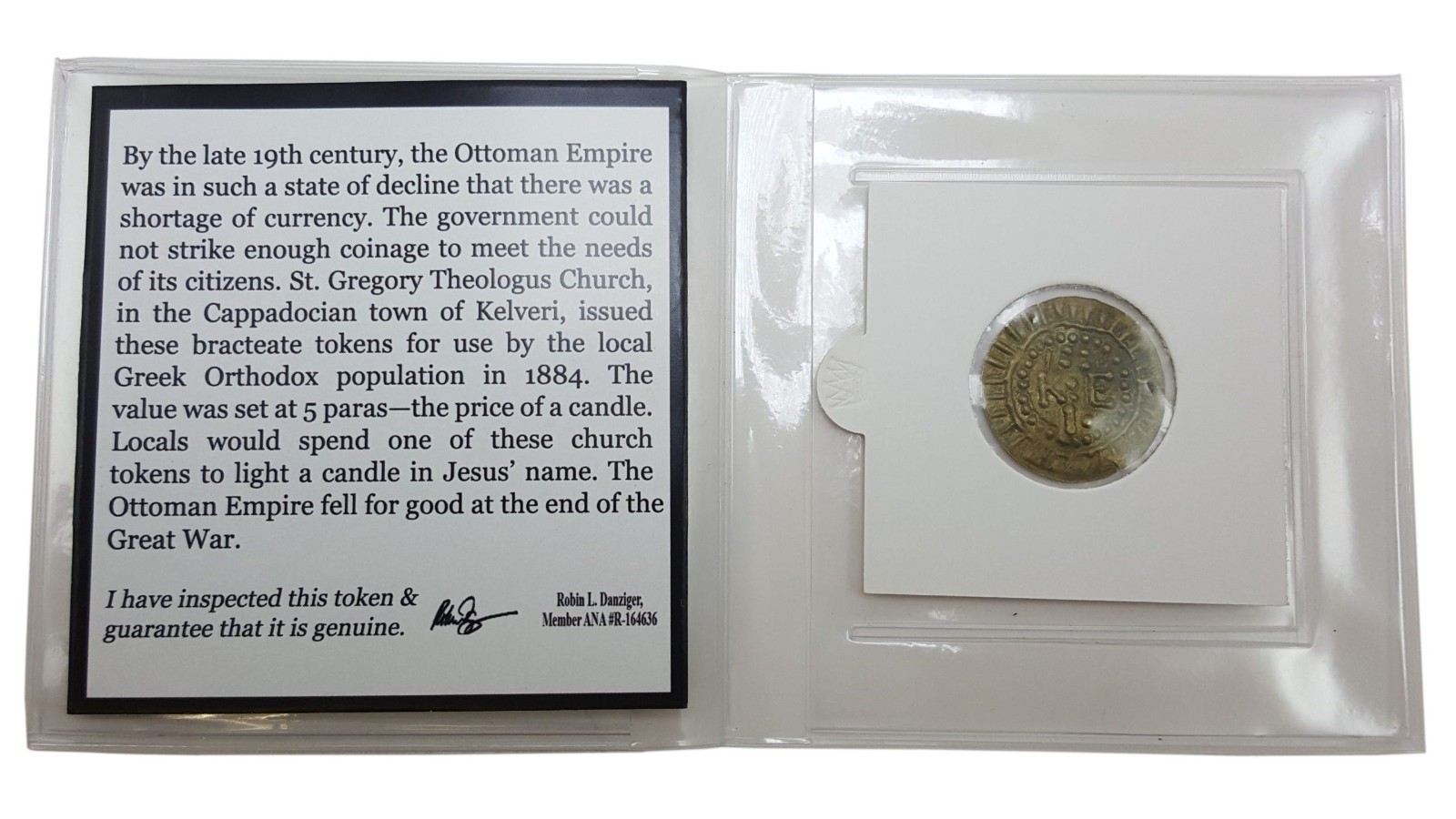 1884 Ottoman Greek Orthodox Church Candle Token Christian Gift Coin- CAPPADOCIA