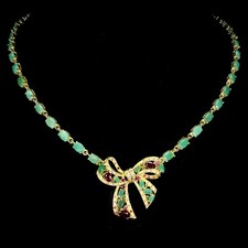 925 Sterlingsilber Halskette Oval Rubin 6x4mm Smaragd Edelstein Schmuck 41.9cm