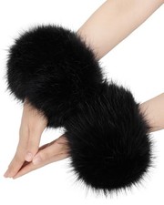 Winter Faux Fur Fluffy Wrist Cuffs   Soft  Cozy Fuzzy Wrist Warmers for Black