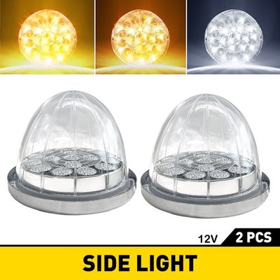 2x Dual Revolution Turn Lamp LED Watermelon Lights Truck Trailer Amber+White EAA