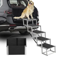 Dog Stairs for Large Dogs - 5 Step Foldable Dog Ramp for Car Non-Slip Surface...