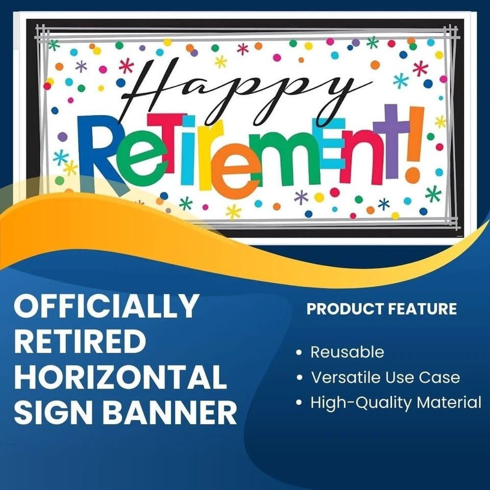 Amscan 120221“Happy Retirement”水平巨人标志派对横幅,65 x — 第 4/4 张图片