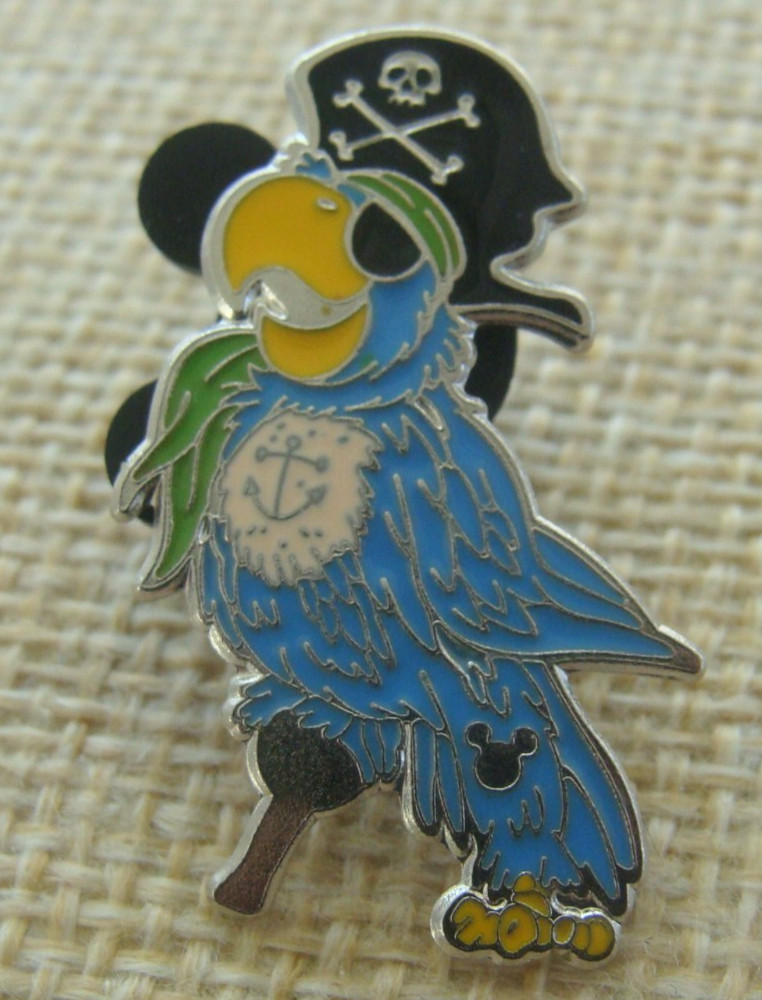 Pirates of the Caribbean Blue Parrot Disney Parks Trading Hidden Mickey Pin 2