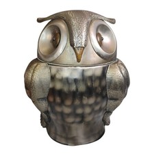 Vintage Seymour Mann Pewtertone Olde Tankardware Owl Ice Bucket Japan MCM Metal