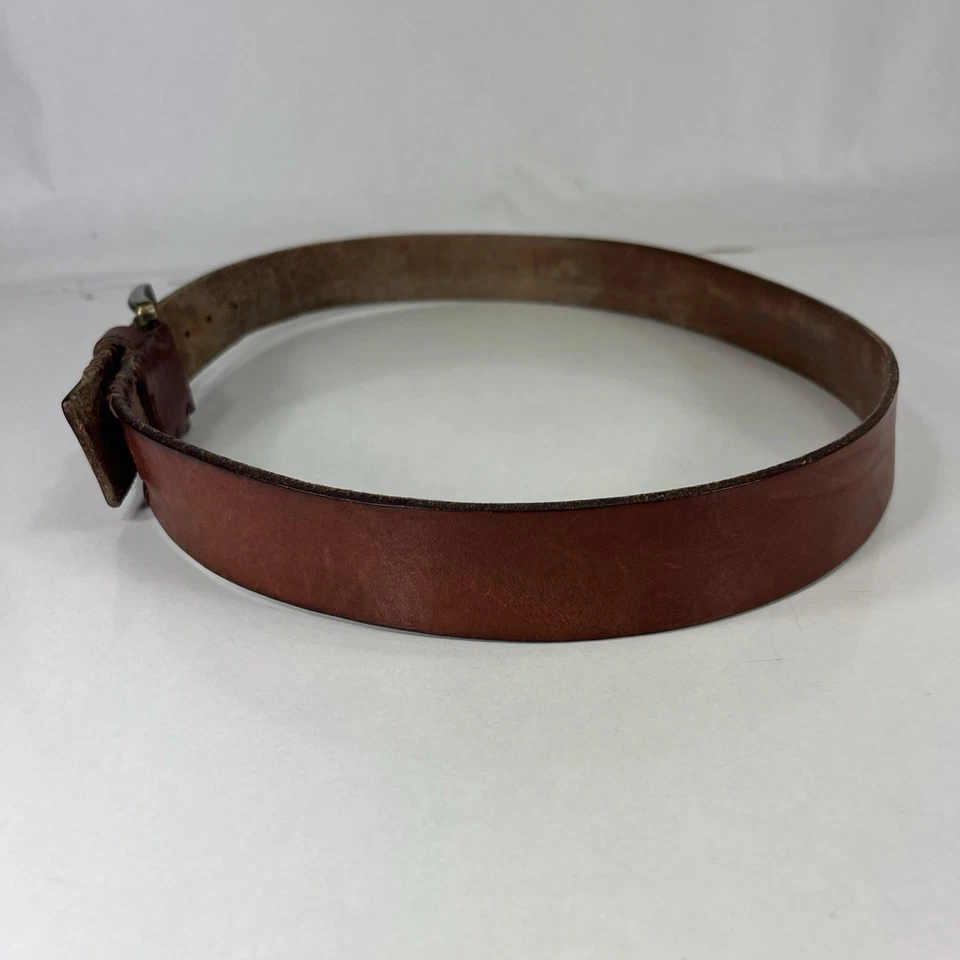 Cinturón de vestir Columbia usado marrón con cordones de cuero genuino - para hombre talla 36/90 Foto 3 de 4