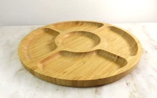 SMIRLY Premium Bamboo Fruit Cheese Serving Tray 9.875 Inch Round Segmented