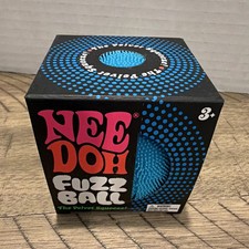 Nee Doh Fuzzy Blue Squeeze Ball Stress Toy, Rubber, 3 in, 2 oz, 3x3x3