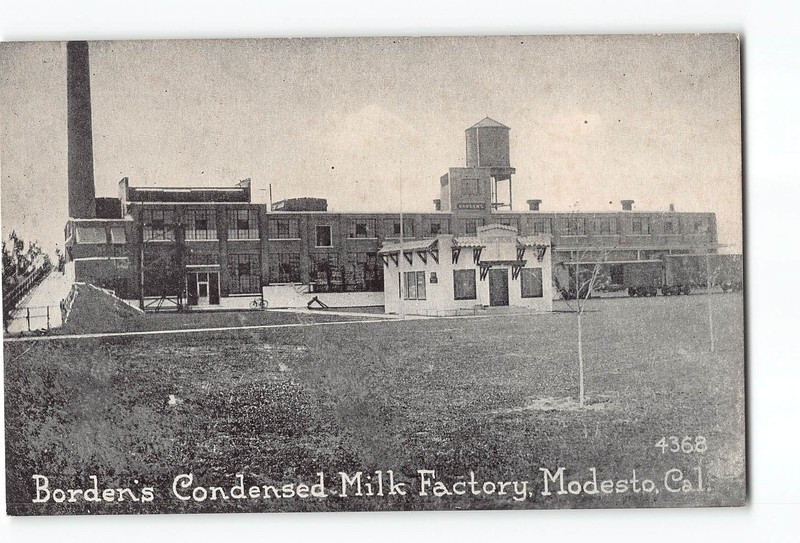 Modesto California CA Postcard 1907-1915 Borden's Condensed Milk Factory